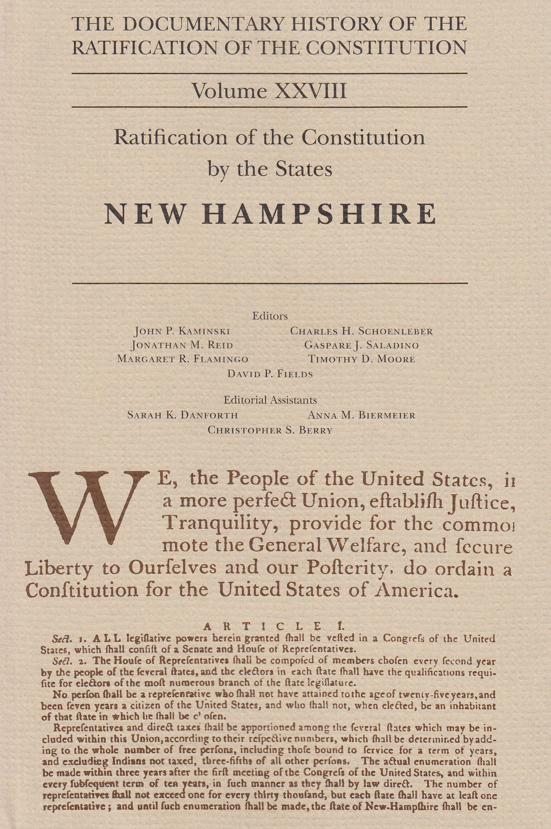 Documentary History of the Ratification of the Constitution,