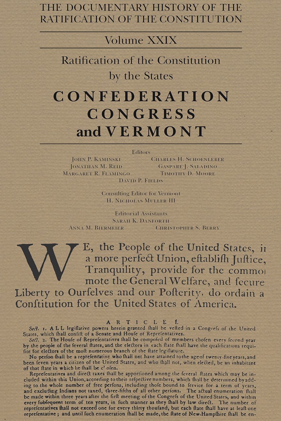 Documentary History of the Ratification of the Constitution,