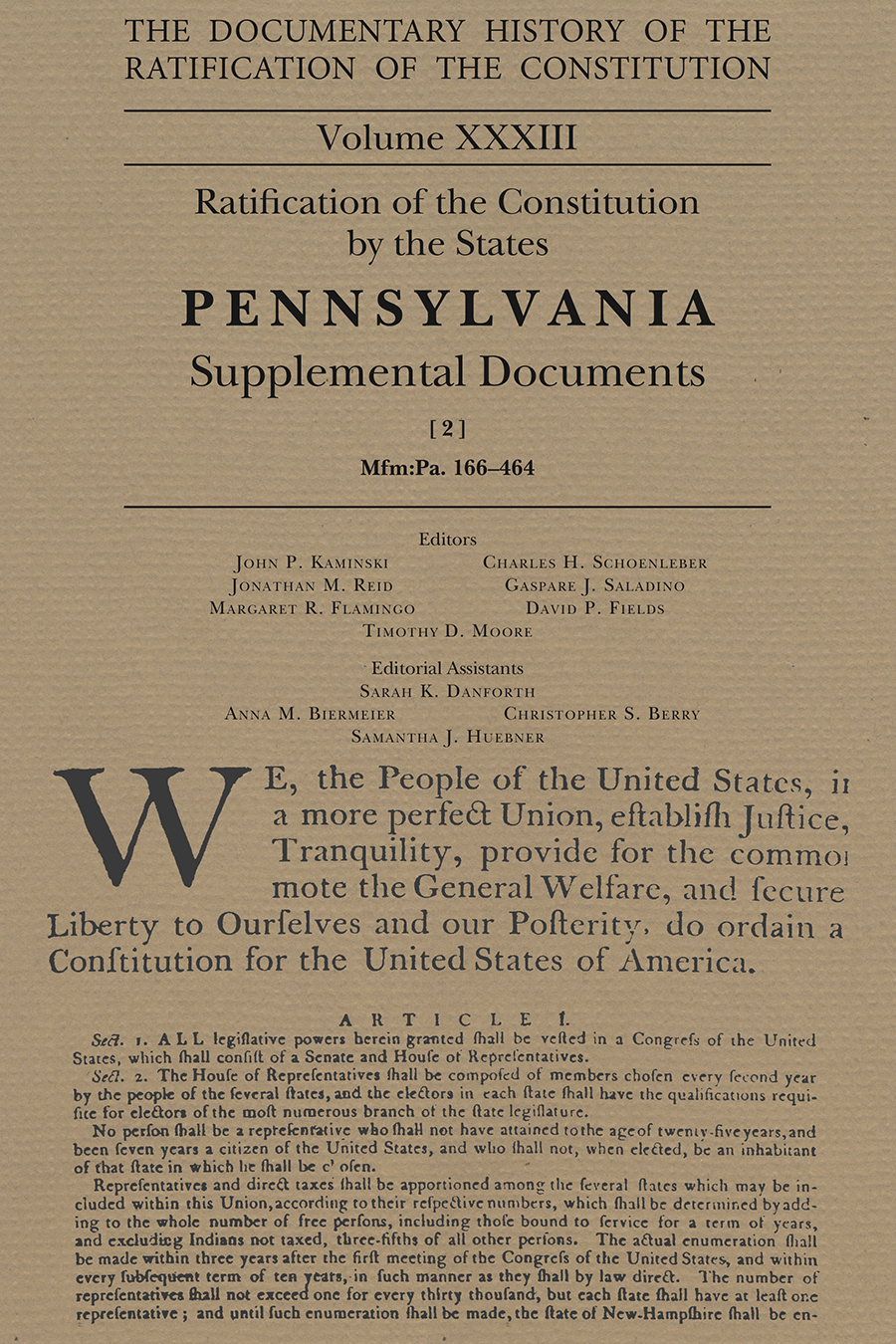 Documentary History of the Ratification of the Constitution,