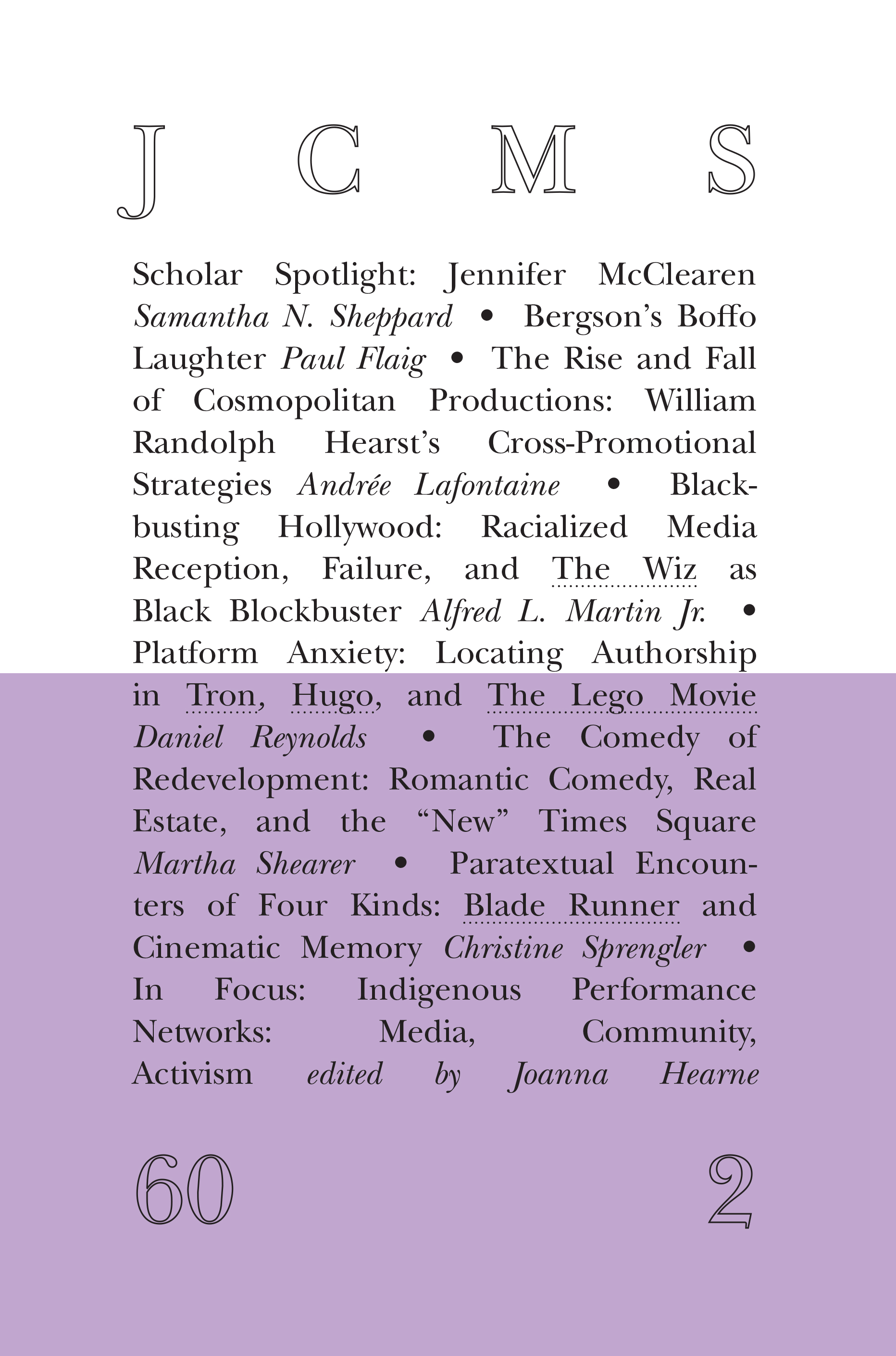 Journal of Cinema and Media Studies, vol. 60, no. 2