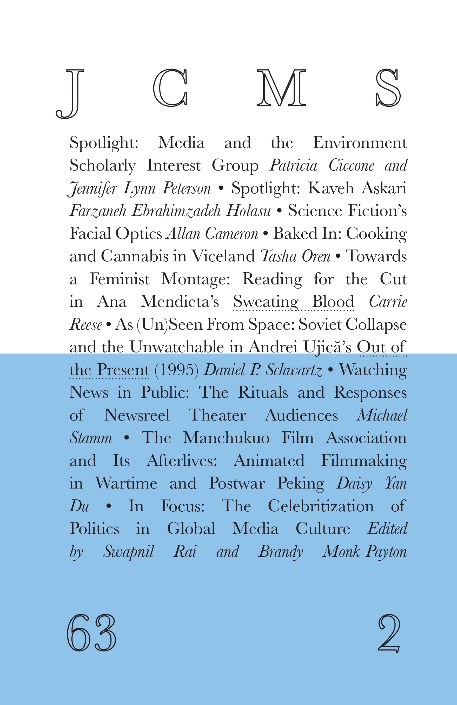 Journal of Cinema and Media Studies, vol. 63, no. 2